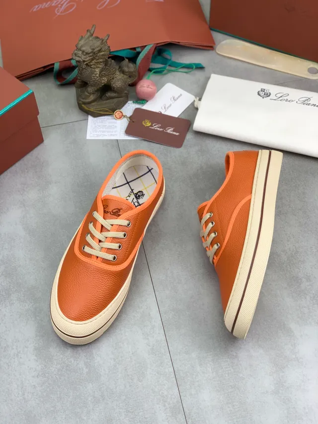 Orange Pebbled Leather Low-Top Lifestyle Sneaker 5