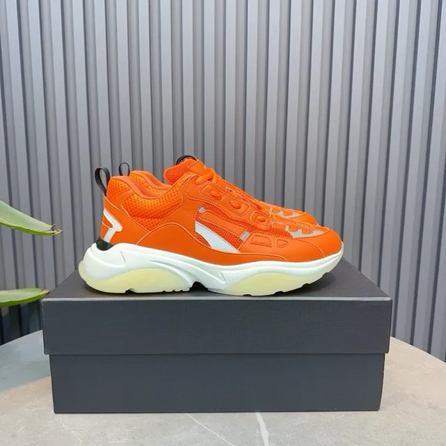 Orange White Oversized Sole Mesh And Synthetic Overlay Construction Chunky Sneakers 9