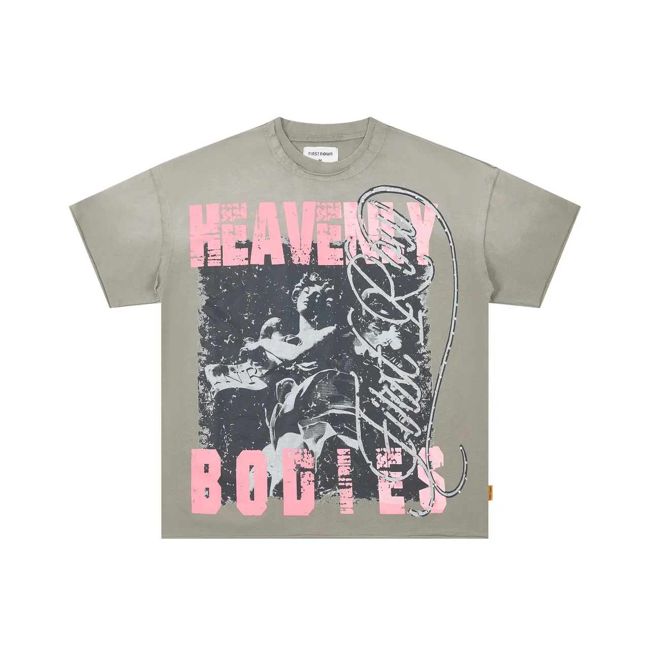 Oversized Distressed Graphic Print Beige T-Shirt 5