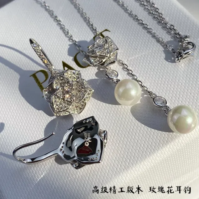 Pavé Crystal Rose-Shaped Silver-Toned Earrings 4
