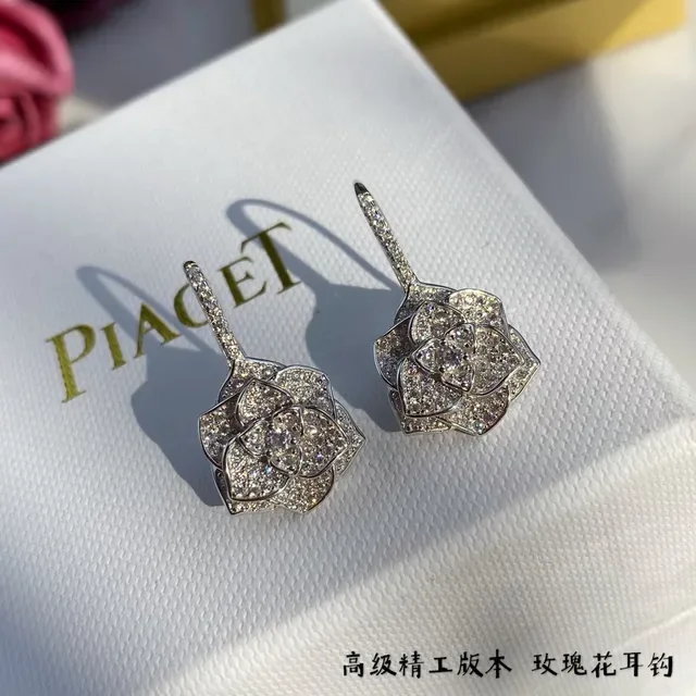 Pavé Crystal Rose-Shaped Silver-Toned Earrings 7