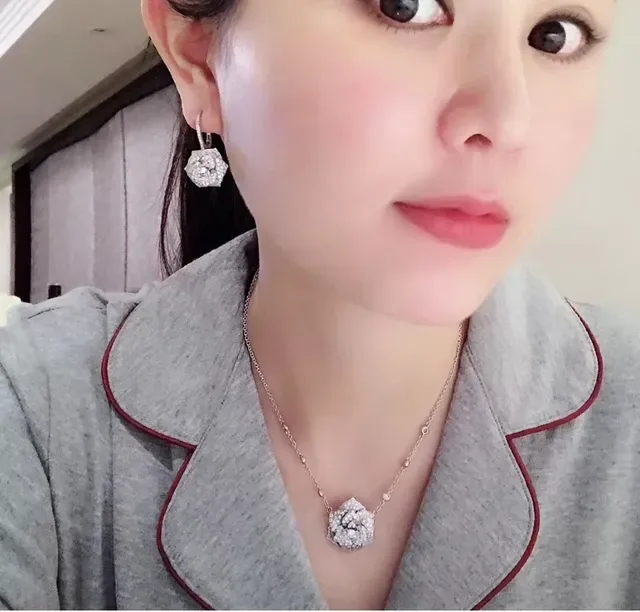 Pavé Crystal Rose-Shaped Silver-Toned Earrings 9