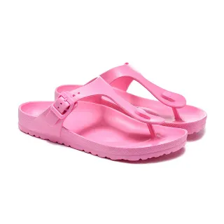 Pink Molded Monochrome Adjustable Buckle Strap Casual Sandals
