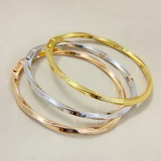 أساور بنجل ذهب مصقول، فضة، ذهب وردي قابلة للتراكم مع مفصل