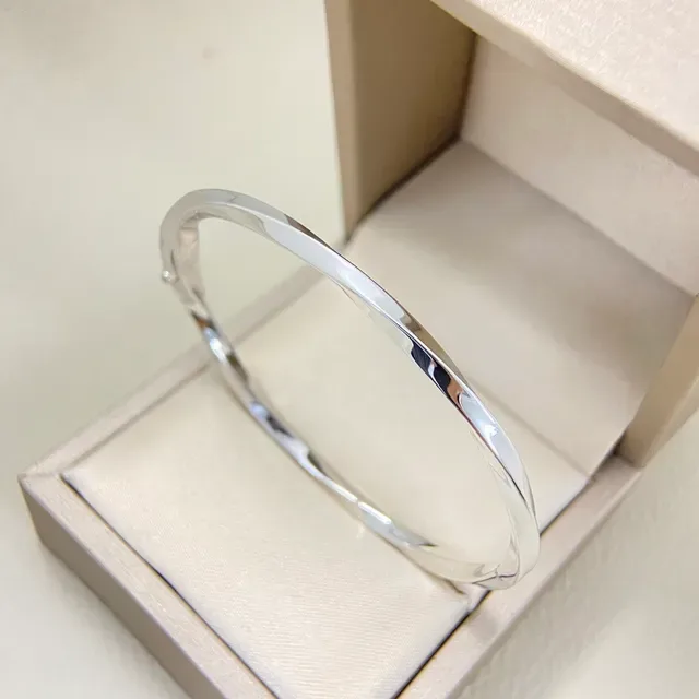 Polished Gold Silver Rose Gold Stackable Hinged Bangle Bracelets 4