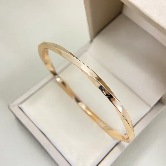 Polished Gold Silver Rose Gold Stackable Hinged Bangle Bracelets 5