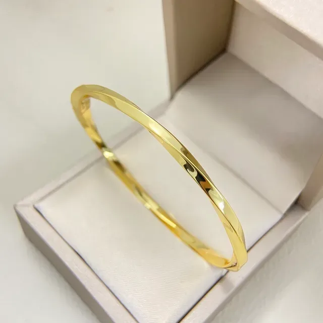 Polished Gold Silver Rose Gold Stackable Hinged Bangle Bracelets 6