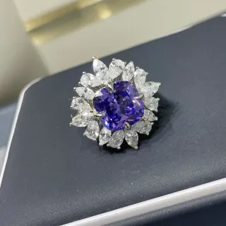 Purple White Floral Halo Pear-Cut Surround Ring — accessories wholesale supplier photo