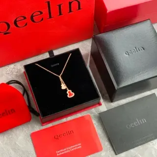Qeelin Wulu Heart and Gourd Collier émail rouge ton doré