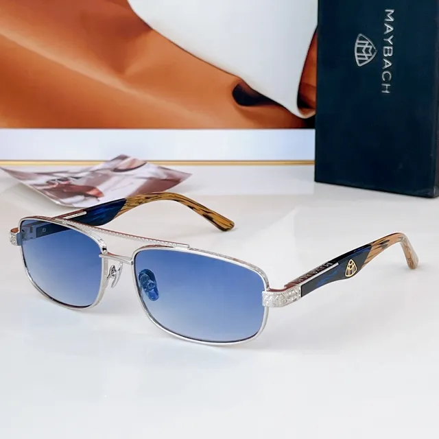 Rectangular Metal Frame Mirrored Blue Lens Sunglasses 6