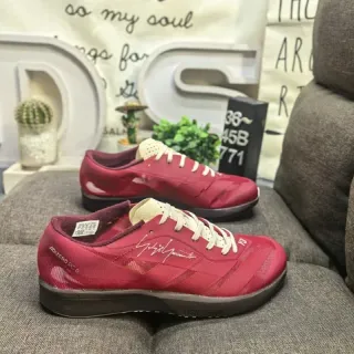 Red and Cream Mesh Overlay Low-Top Sneakers