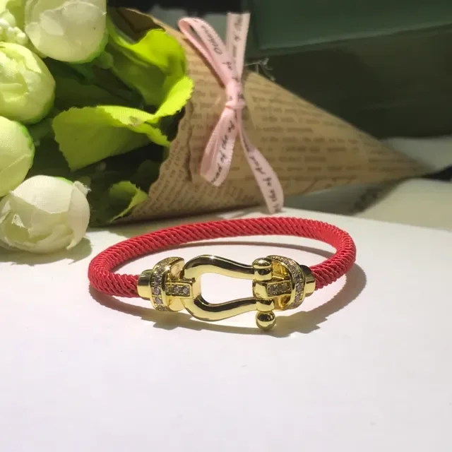 Red Braided Cord Shackle Clasp Bracelet 4