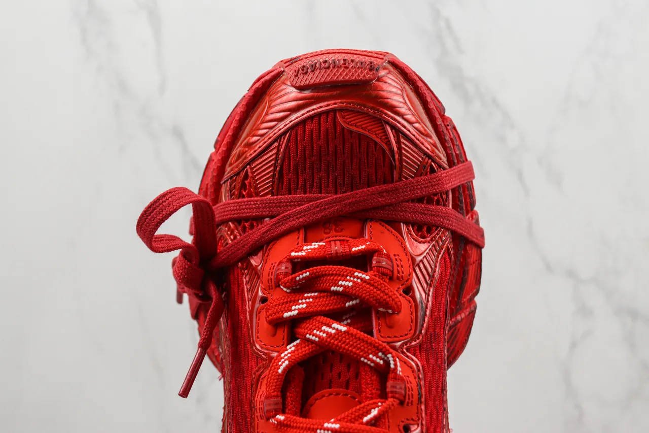 Red Monochromatic Chunky Sculpted Sole Sneakers 6