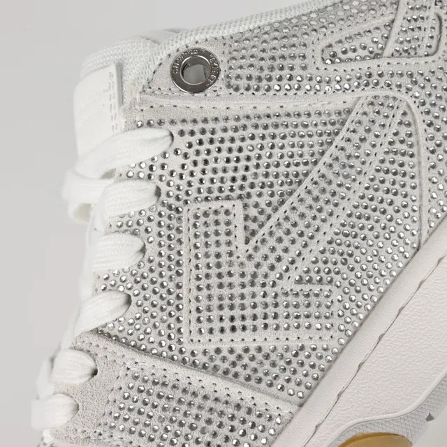 Rhinestone-Embellished Perforated Low-Top Lace-Up Sneakers 6