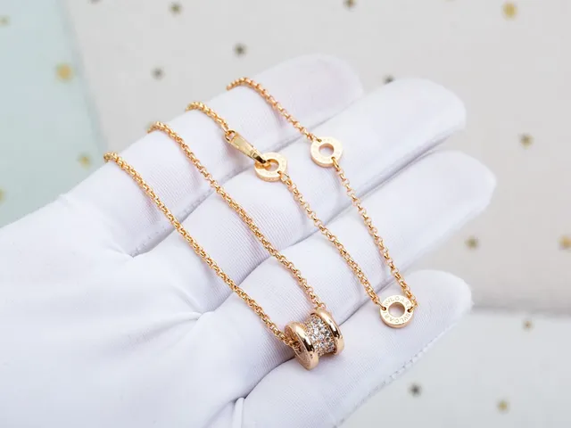 Rose Gold Tone Pavé Crystal Barrel Pendant Necklace 3