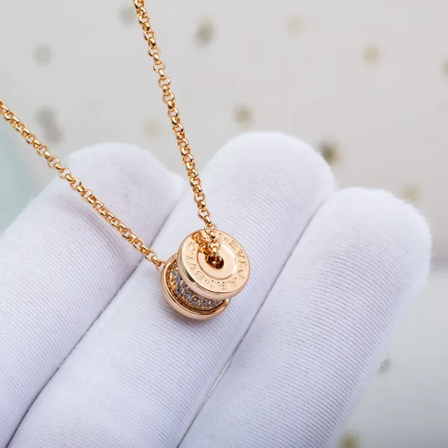 Rose Gold Tone Pavé Crystal Barrel Pendant Necklace 4