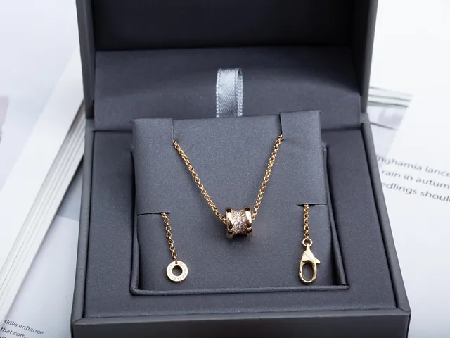 Rose Gold Tone Pavé Crystal Barrel Pendant Necklace 5