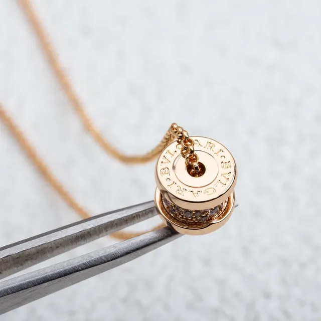 Rose Gold Tone Pavé Crystal Barrel Pendant Necklace 6