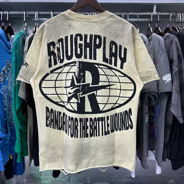 Camiseta ROUGH oversized desgastada com estampa cartoon 6