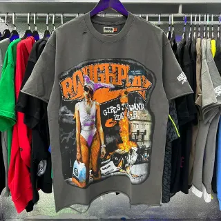 ROUGH PLAY T-shirt graphique oversize effet usé