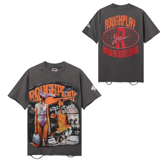 ROUGH PLAY Distressed Oversized Graphic T-Shirt 2