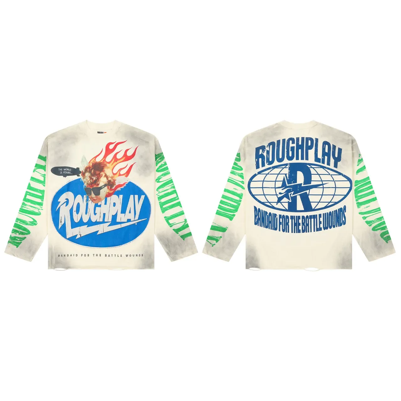 Roughplay Distressed Graphic Dip-Dye Long-Sleeve Top 2