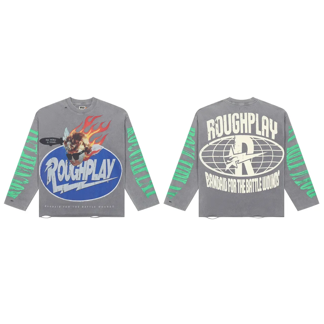 Roughplay Distressed Graphic Dip-Dye Long-Sleeve Top 3