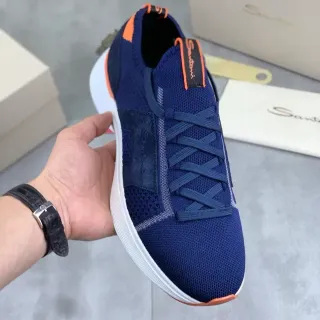 سانتوني Navy Orange Knit Upper أحذية رياضية مربوطة بالأربطة