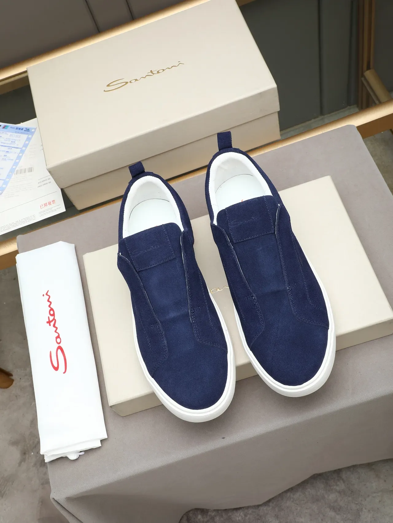 Santoni Slip-On Suede Navy Lifestyle Sneakers 2