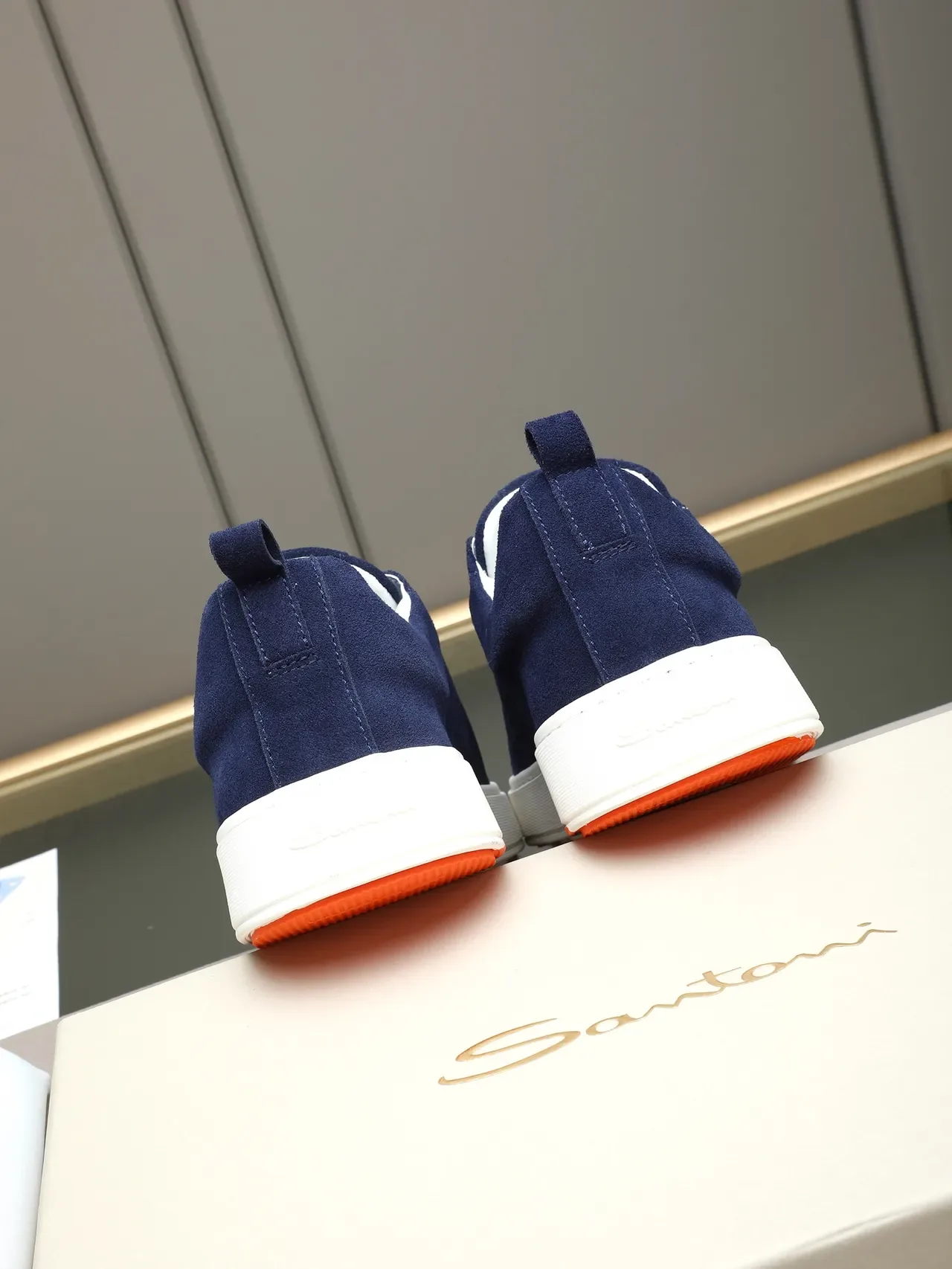 Santoni Slip-On Suede Navy Lifestyle Sneakers 3