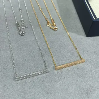 Silver and Gold Tone Faceted Bar Pendant Necklaces