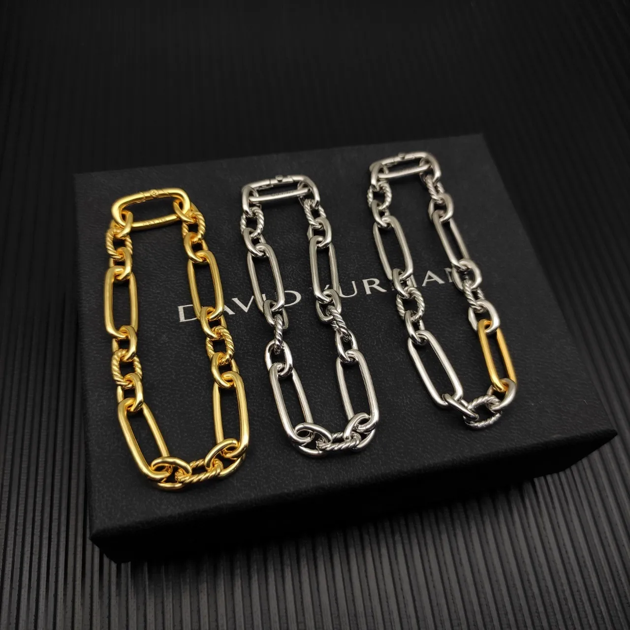 Silver Chunky Link Twisted Rope Detail Bracelet 2