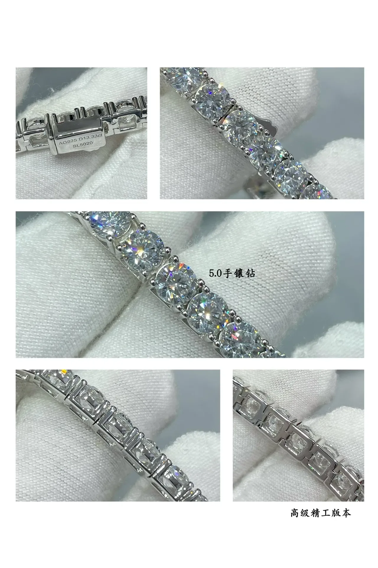 Silver Full-Circle Bangle Channel-Set Stones Bracelet 3