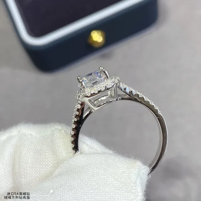 Silver Gold Halo Setting Split Shank Band Ring 3