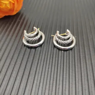 Prata e Ouro Layered Twisted Rope Band Aro Externo Liso Joias