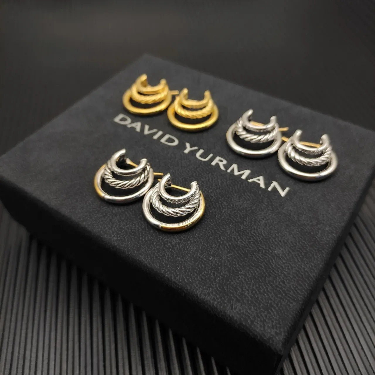 Plata y Oro Layered Twisted Rope Band Aro Exterior Liso Joyería 7