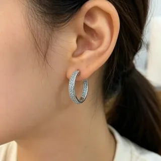 Silver Multicolor Pavé-Set Hoop Earrings