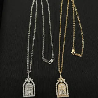 Colliers pendants architecturaux en arc de ton argent et or