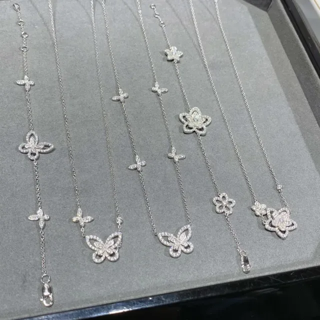 Silver-Tone Crystal Bow Butterfly Flower Cross Heart Pendant Necklaces 2