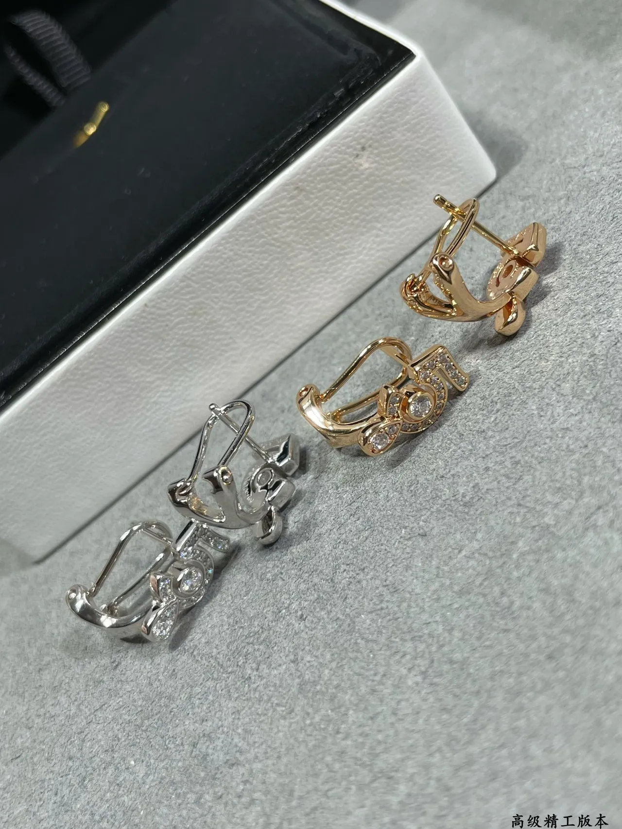 Silver-Tone Numeric 5 Pavé Stone Dangling Earring 2