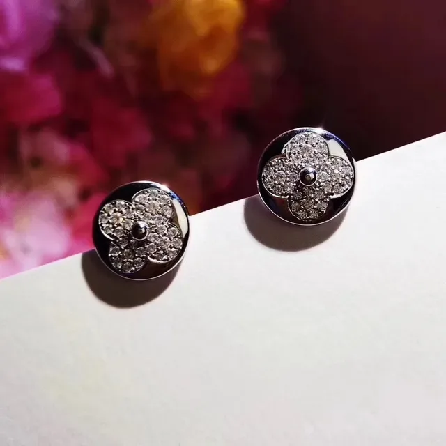 Silver-Tone Pavé Crystal Flower Stud Earrings 4