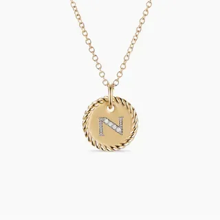 Silver-Tone Rope-Edge Initial 'N' Disc Pendant Necklace 8