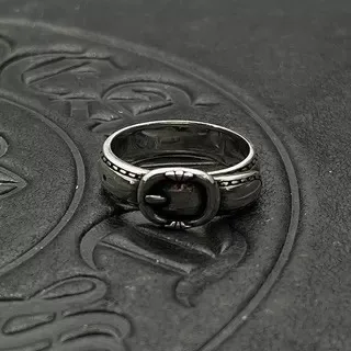 Silver-Toned Buckle Motif Oxidized Ring 2