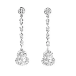 Brincos Prata Branco Pavé-Set Drop Dangle