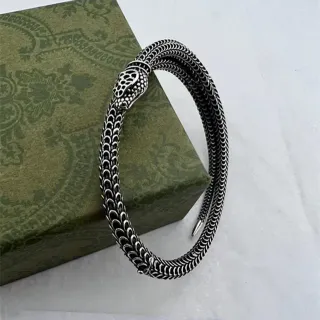 Snake Motif Coiled Scale Texture Open Cuff Bracelet
