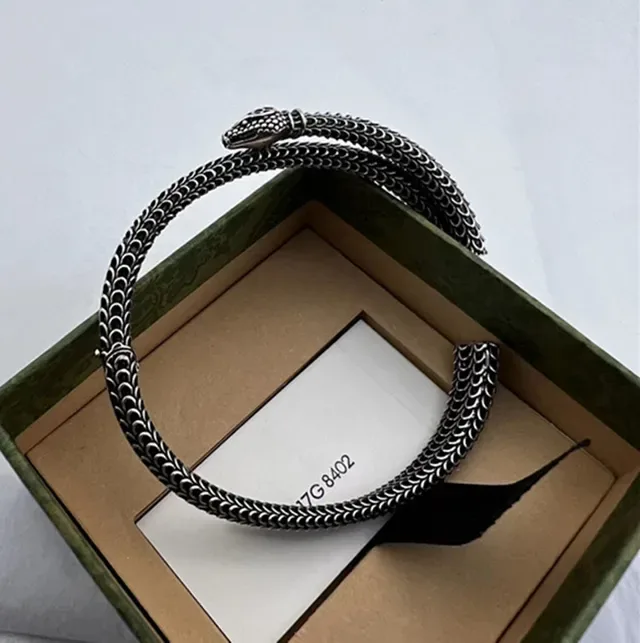 Snake Motif Coiled Scale Texture Open Cuff Bracelet 5