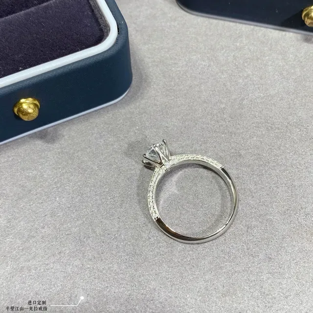 Solitaire Round Brilliant Cut Pavé Band Ring 4