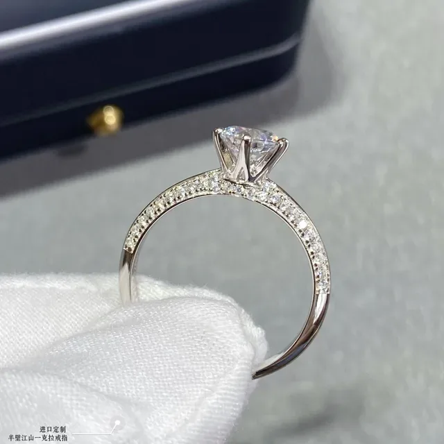 Solitaire Round Brilliant Cut Pavé Band Ring 6