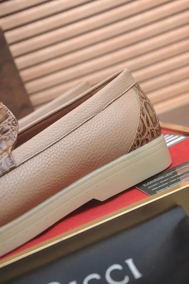 Stefano Ricci Horsebit Loafer Beige Crocodile-Panel Leather Loafers 2
