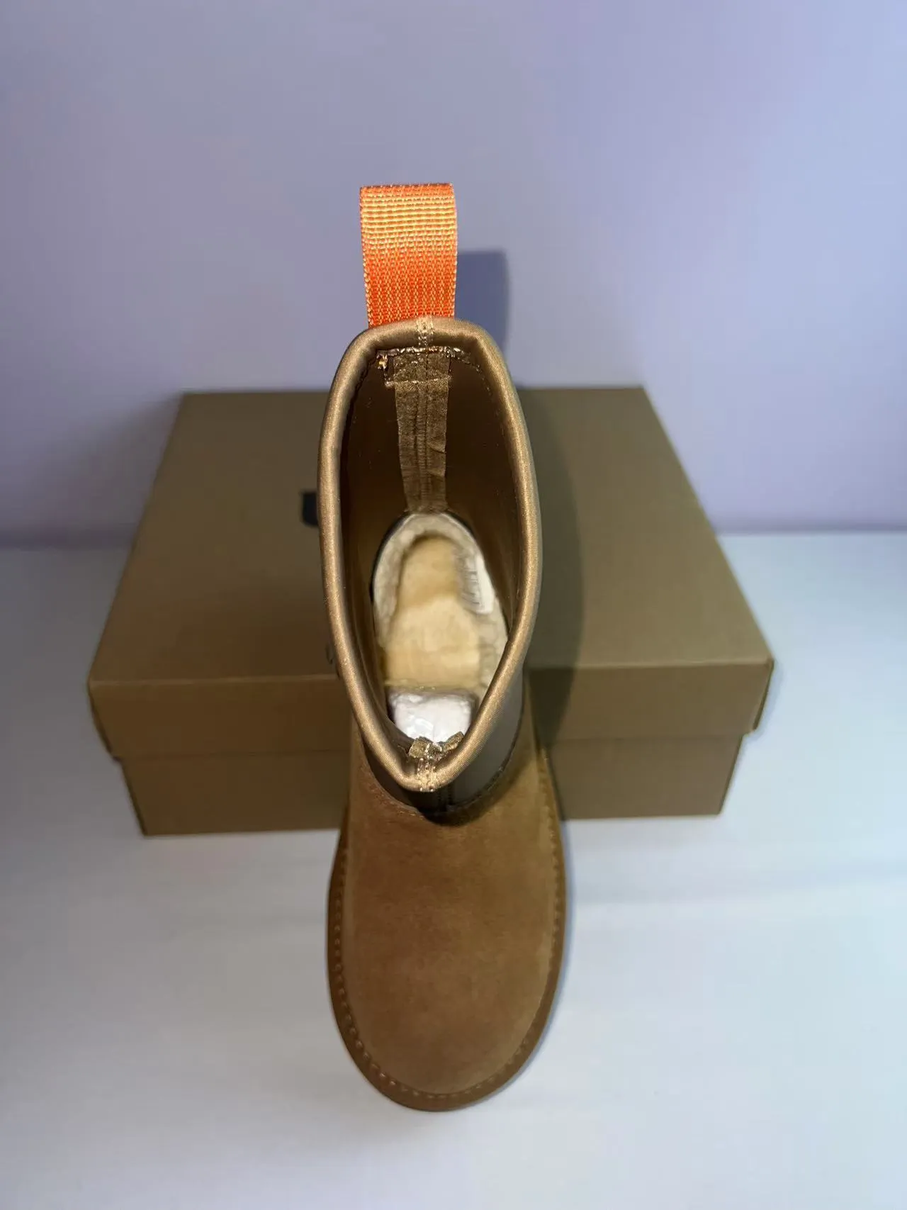 Bottes en daim tan avec shaft élastique et plateforme pour la cheville 2